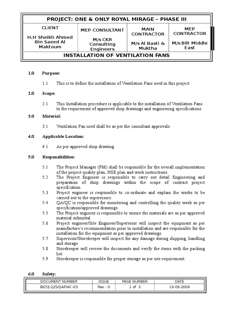 Method Statement Ventilation FansDone3 Specification (Technical