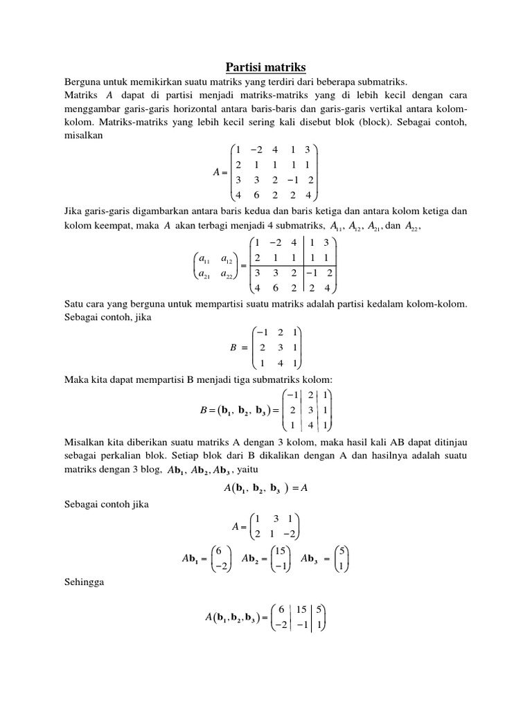 Matriks Partisi Kel 1 | PDF