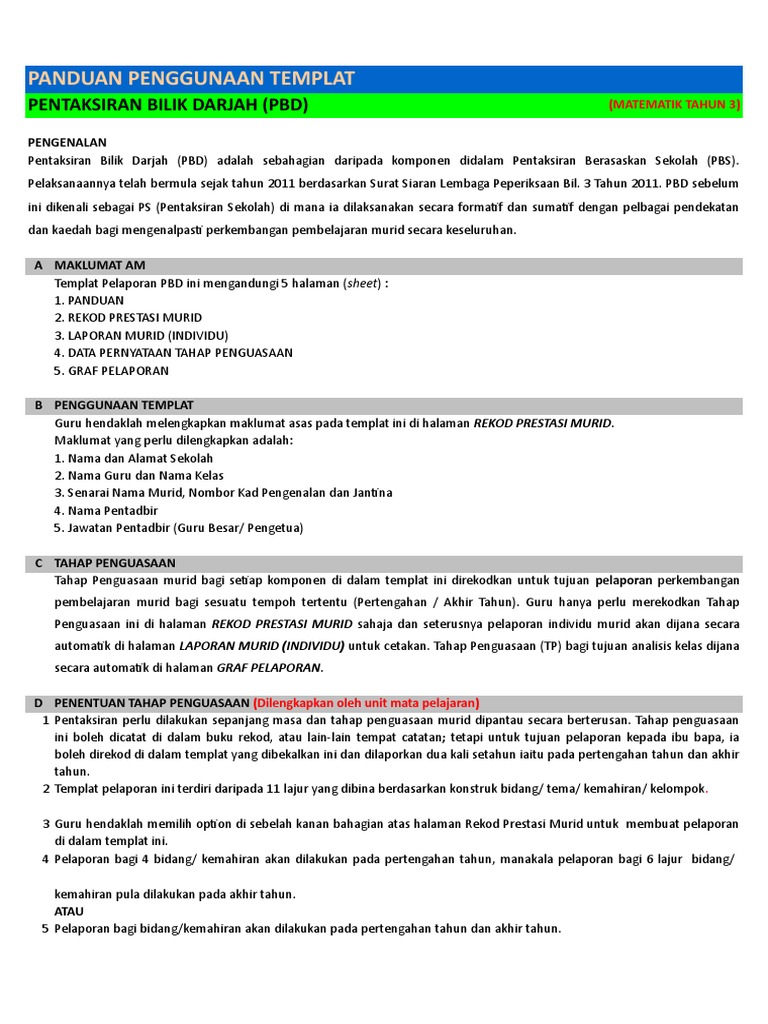 Pelaporan Pbd Matematik Tahun 3 Pdf