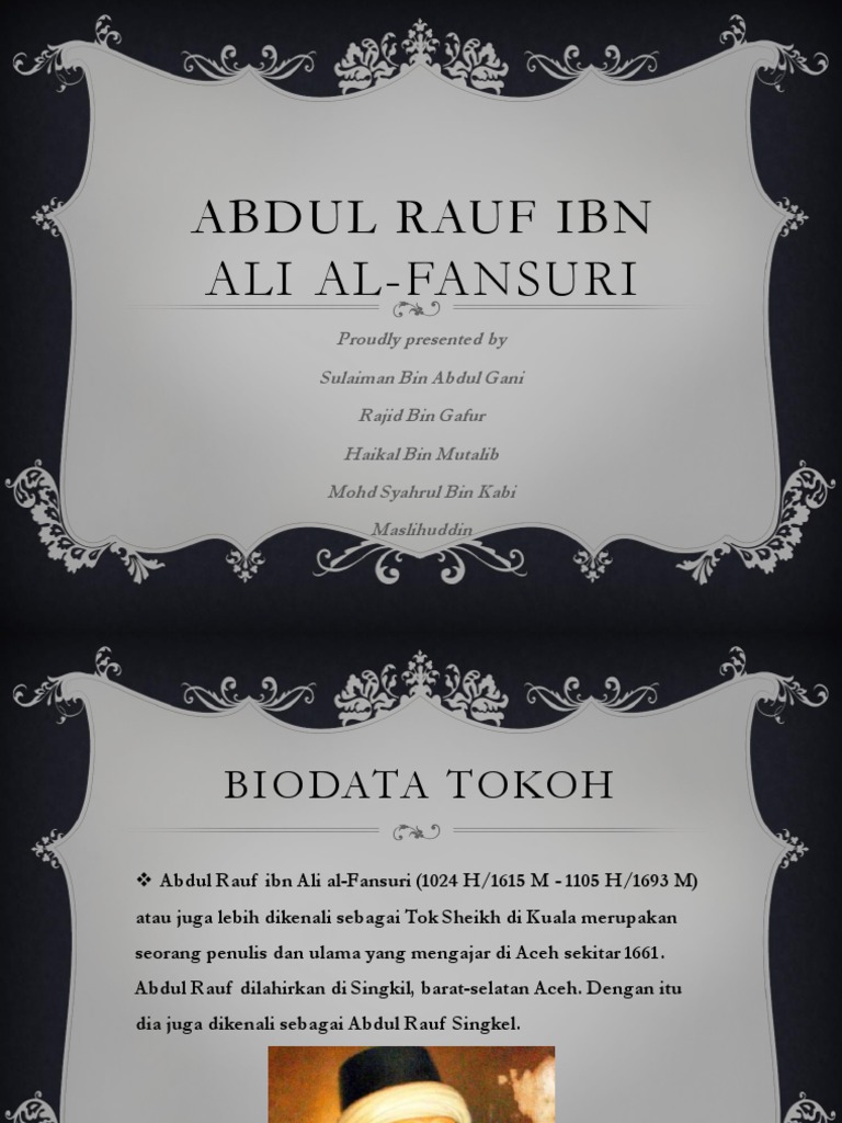 Abdul Rauf Ibn Ali Al-Fansuri | PDF