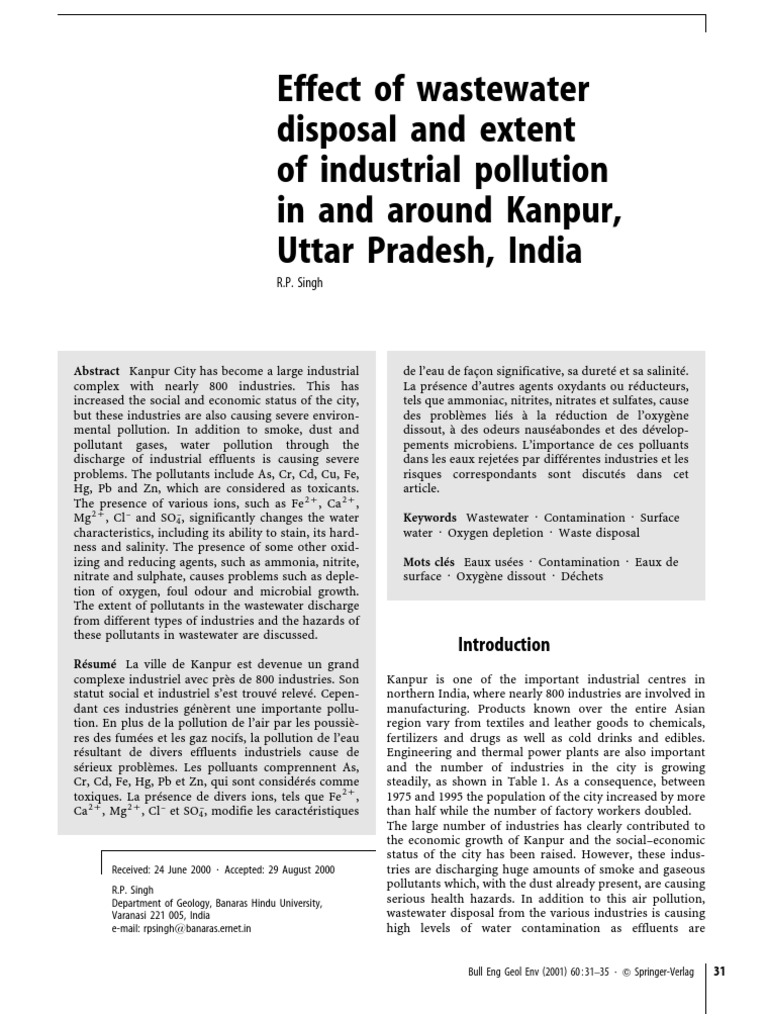 Effect of Waste Water Disposal and Extent of Industrial Pollution in ...