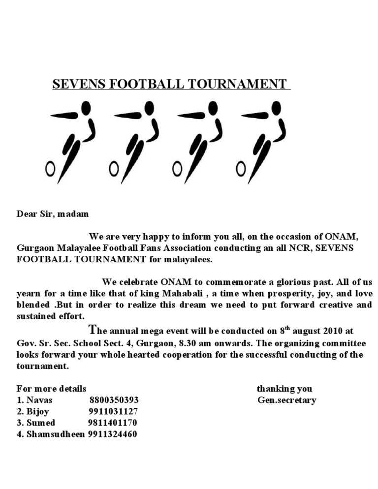 Sevens Football Tournament Announcement | PDF