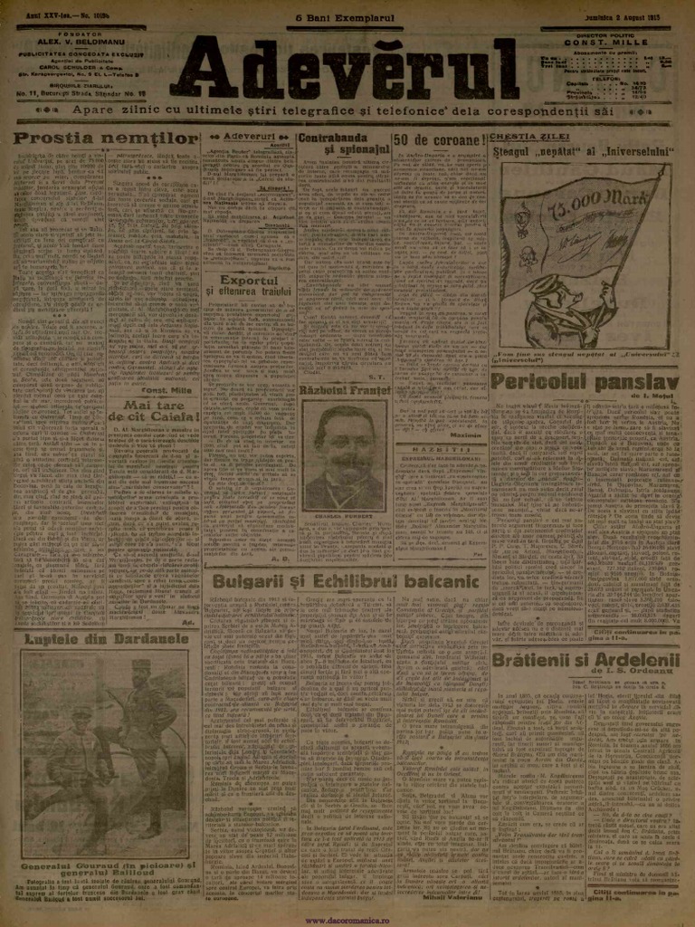 Adevărul 2 August 1915