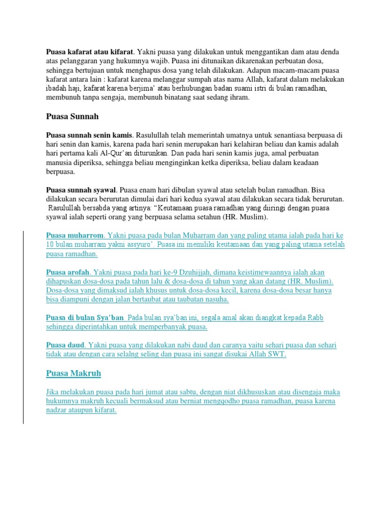 Puasa Kafarat Atau Kifarat