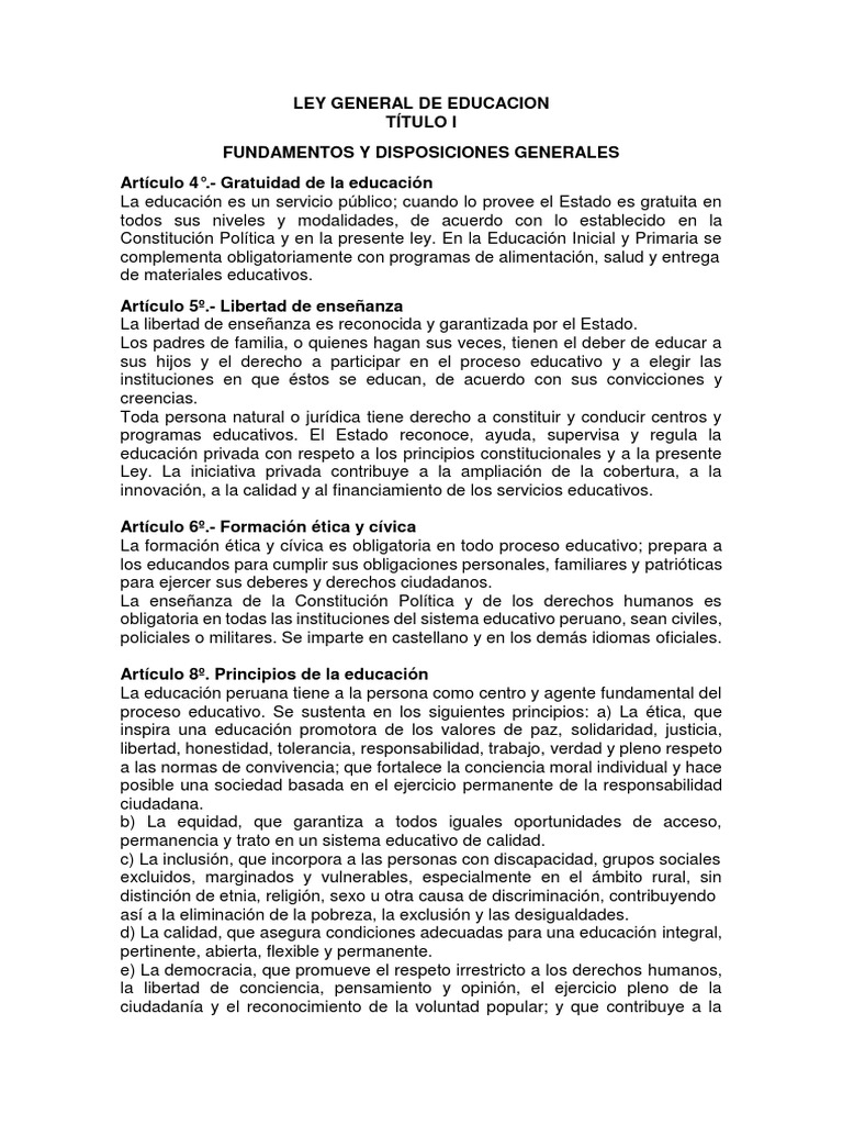 Ley de Educacion | PDF | Educación primaria | Interculturalidad