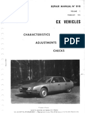 Citroen CX Manual Series 1 Volume 1.CV | PDF | Steering 