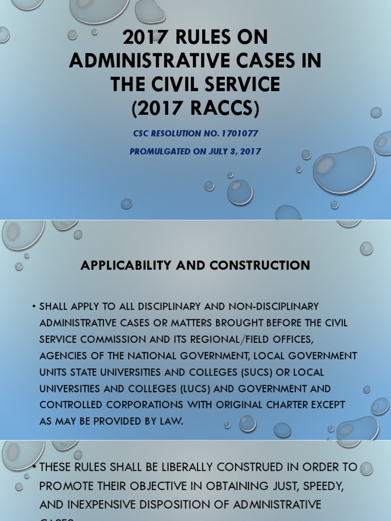 2017 Rules on Administrative Cases | PDF | Complaint | Jurisdiction
