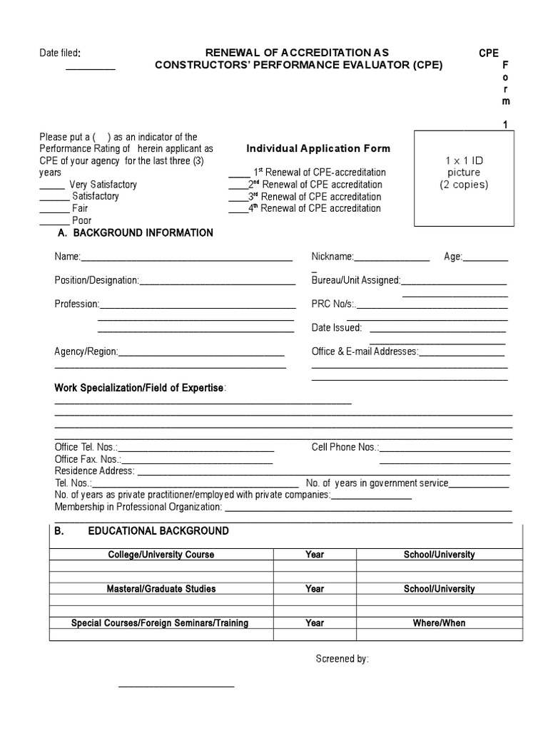 CPE Accreditation Renewal Application Form | PDF | Government | Business