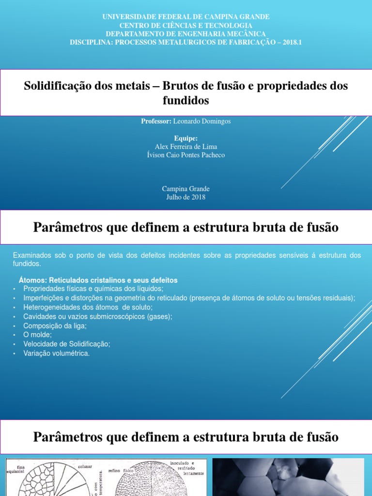 Capítulo 7 - Estrutura Bruta de Fusão e Propriedades Dos Fundidos | PDF ...