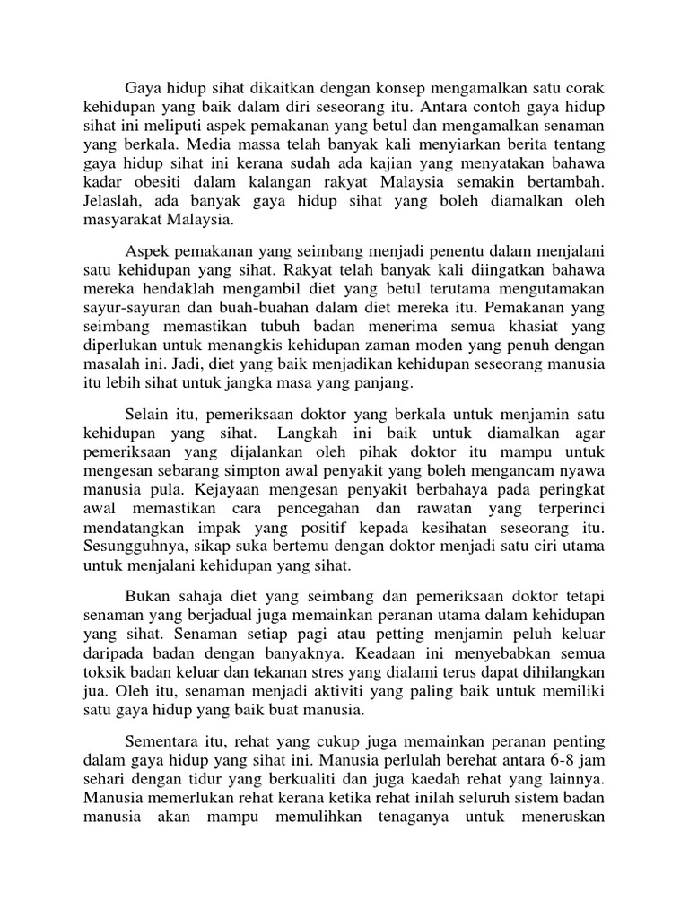 Karangan Gaya Hidup Sihat Pdf