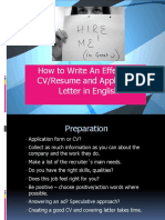 How To Write An Effective CV/Resume and Application Letter in English