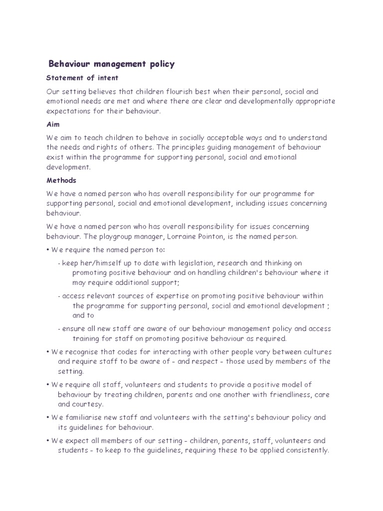 Effective Behaviour Management Policy | PDF | Problem Behavior | Bullying