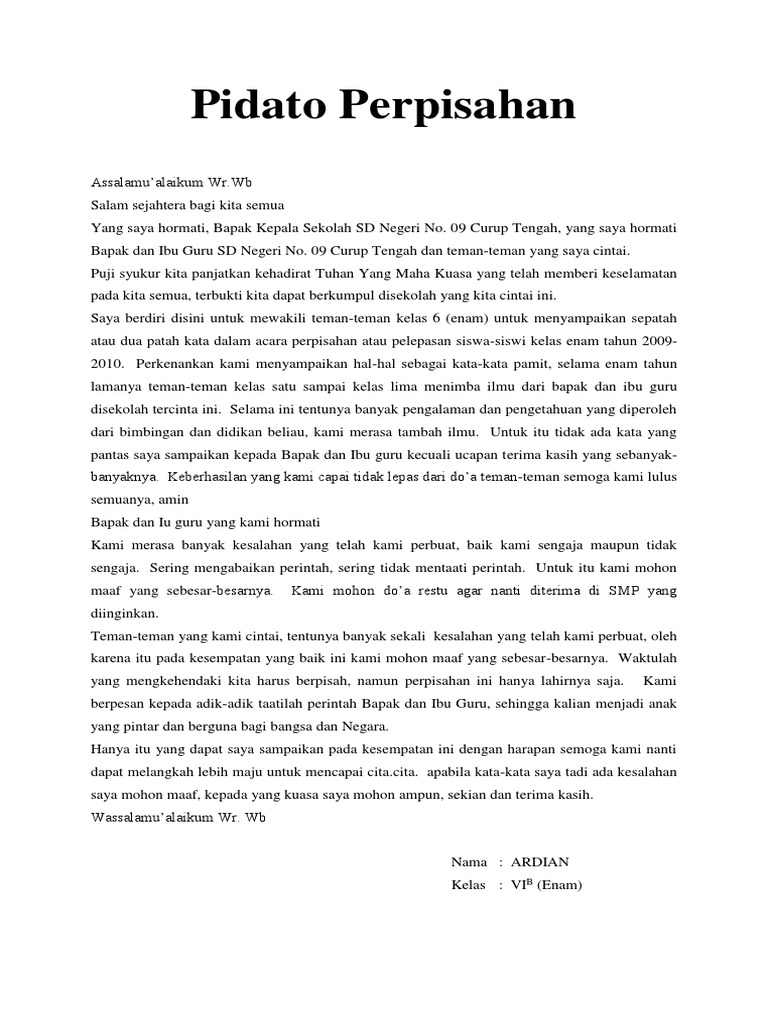 Pidato Perpisahan