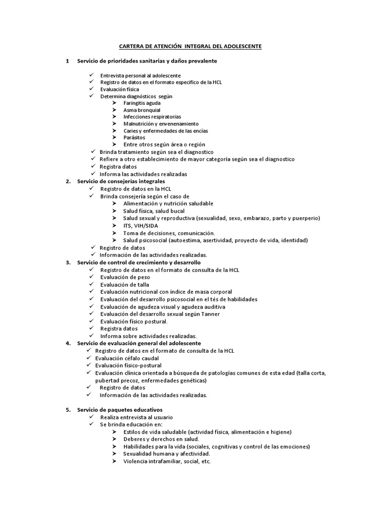 Cartera de Atención Integral Del Adolescente | PDF | Adolescencia ...
