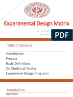 Experimental Design Matrix in MATLAB