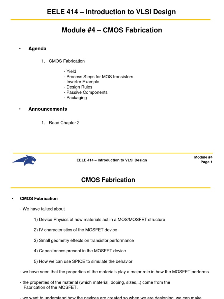 CMOS Fabrication in VLSI Design | PDF | Mosfet | Cmos
