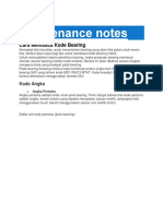 Maintenance Notes Kode Bearing