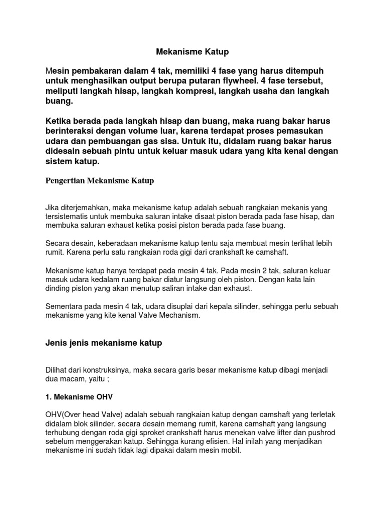 Mekanisme Katup | PDF