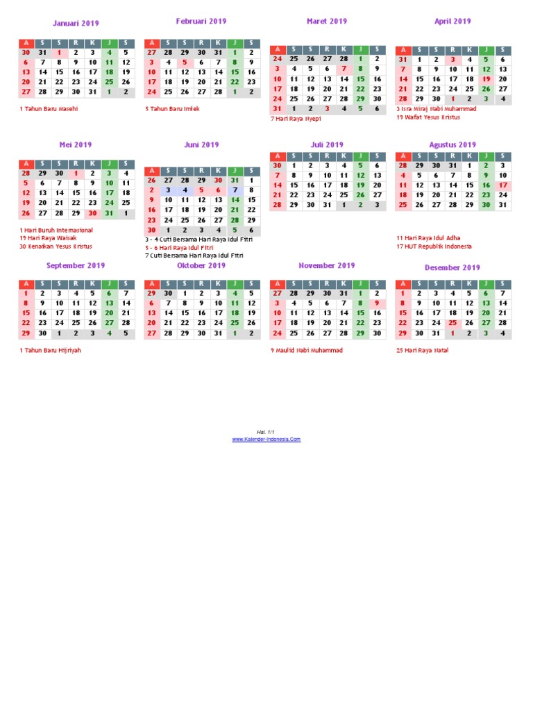 Kalender Masehi 2019