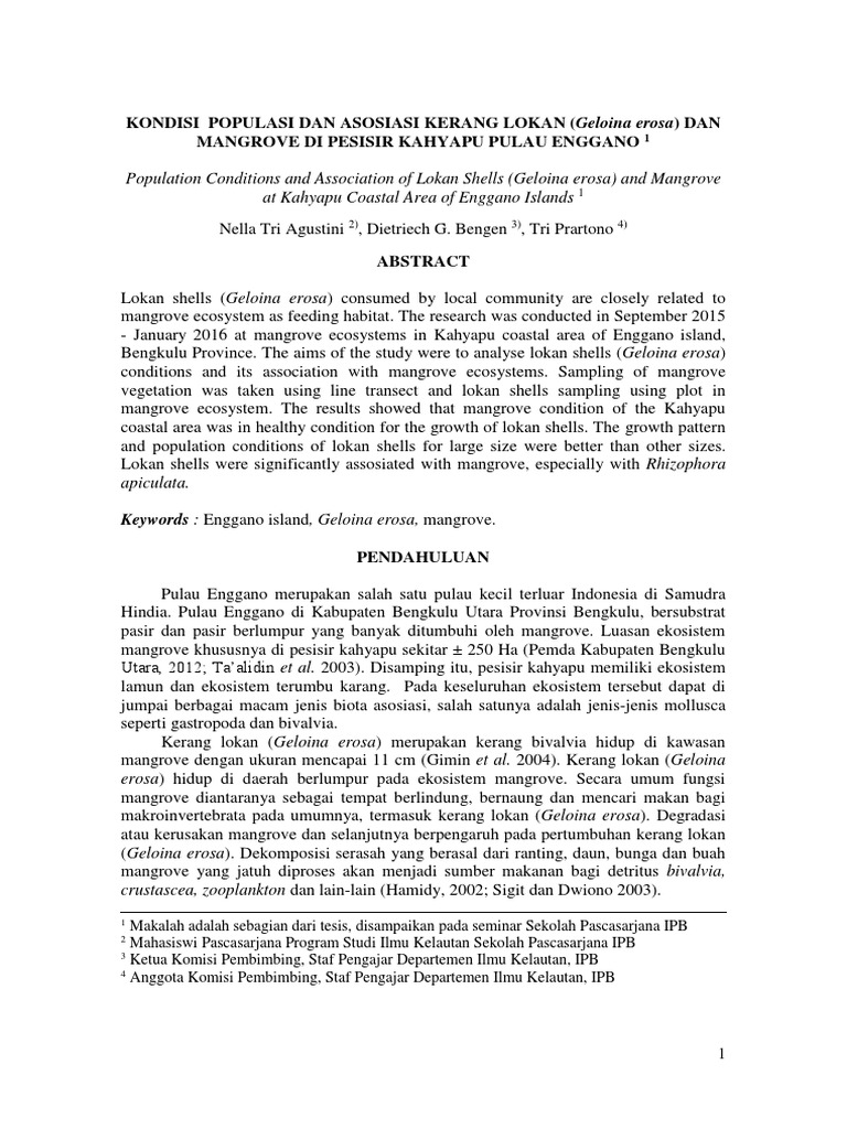 Lokan Shells and Mangrove Association Study | PDF