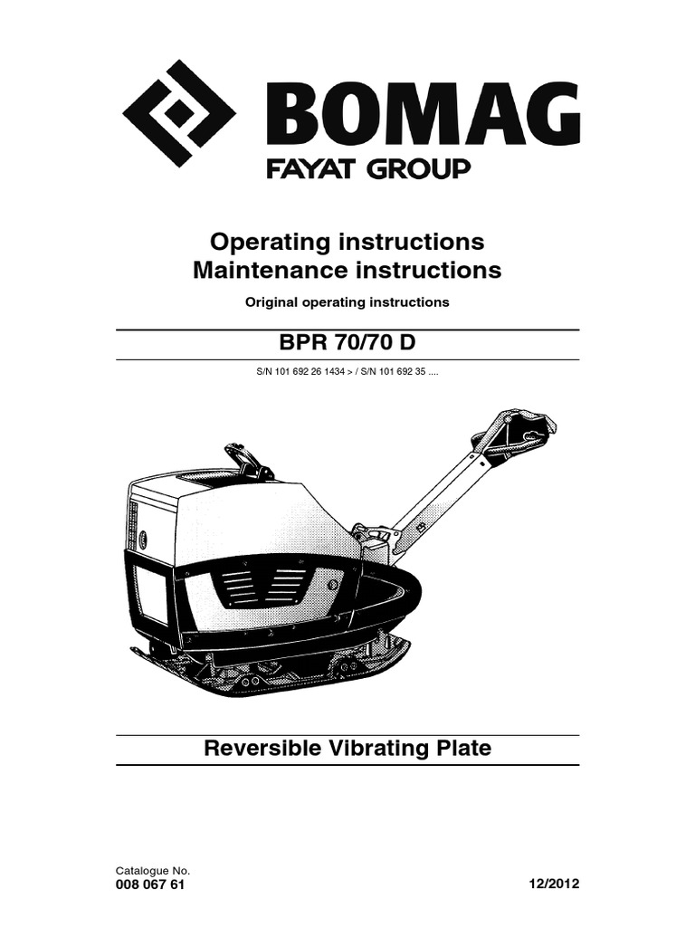 Bomag 70 manual parts