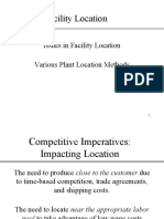 Facility Location: Issues in Facility Location Various Plant Location Methods