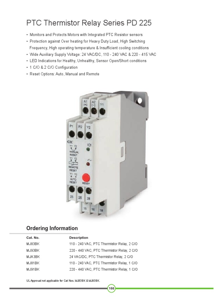PTC Thermistor Relay Series PD 225 - GIC INDIA | PDF