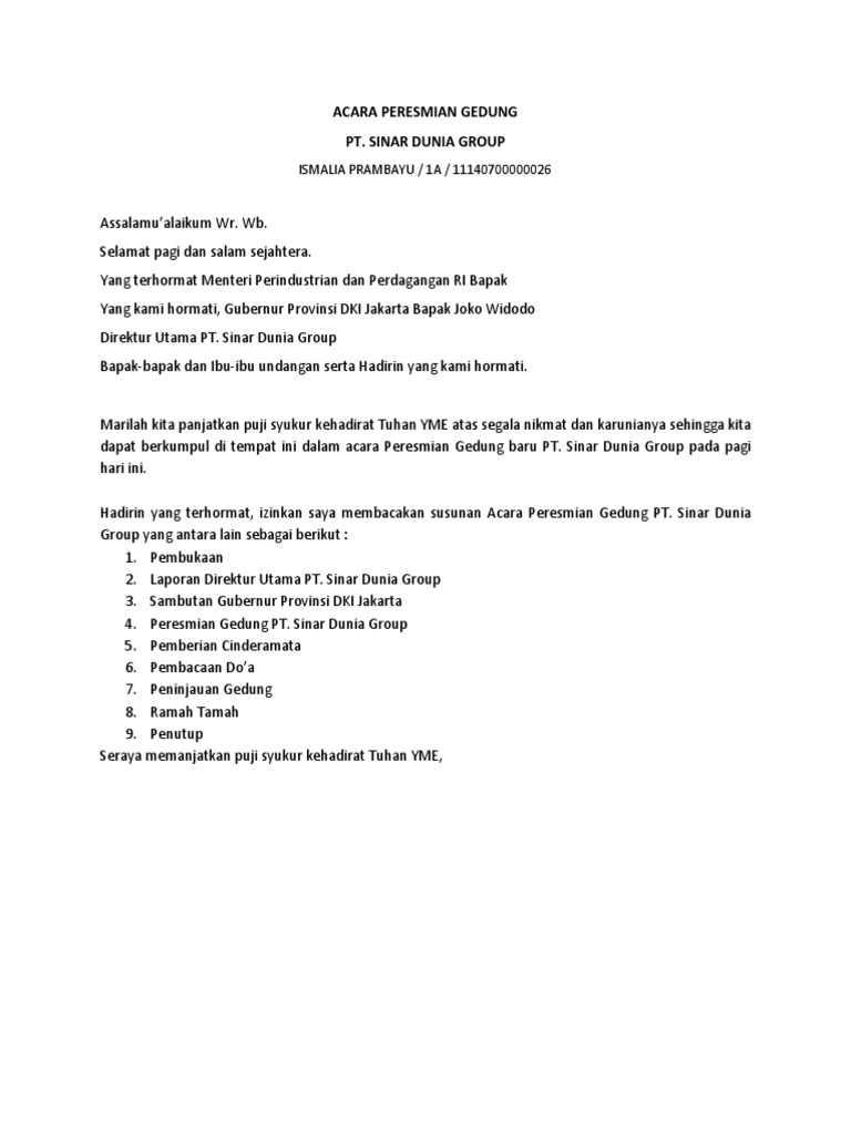 28+ Contoh Contoh Susunan Acara Peresmian terbaru