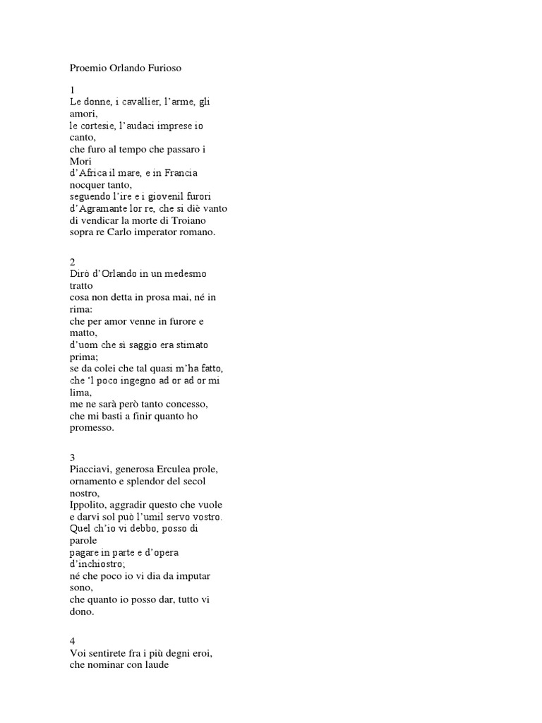 Proemio Orlando Furioso | PDF