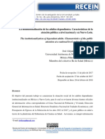 La Institucionalización de Los Adultos Dependientes. Características de La Atención Pública A Nivel Nacional y en Nuevo León