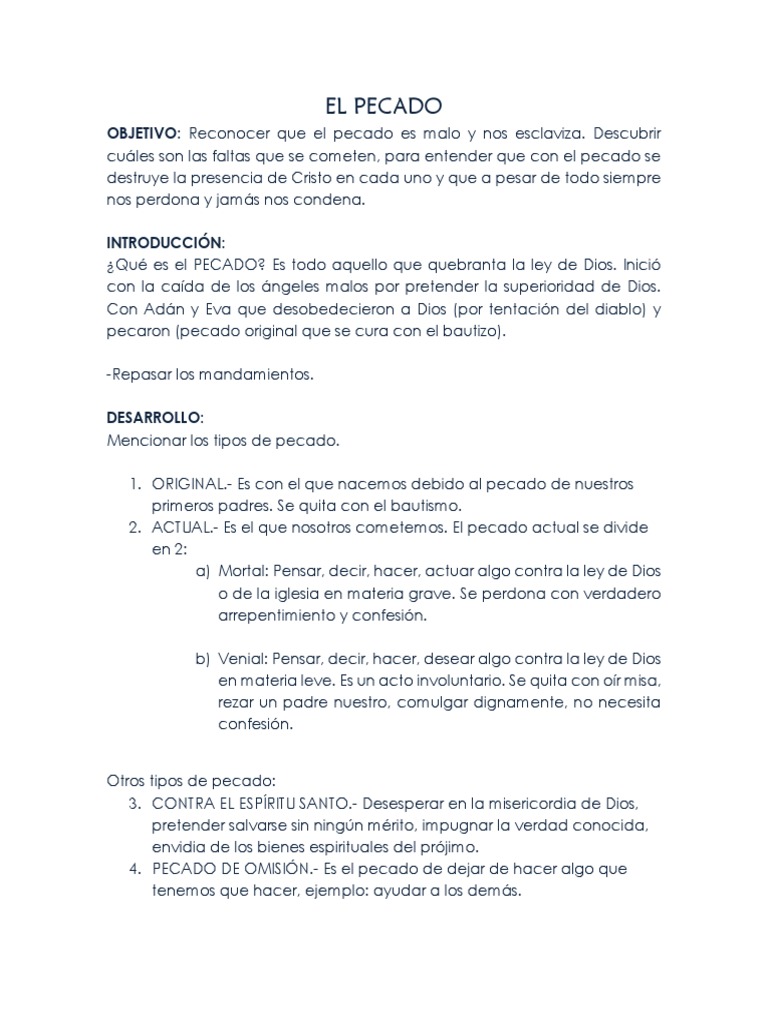 El Pecado | PDF | Pecado | Creencia y doctrina cristiana