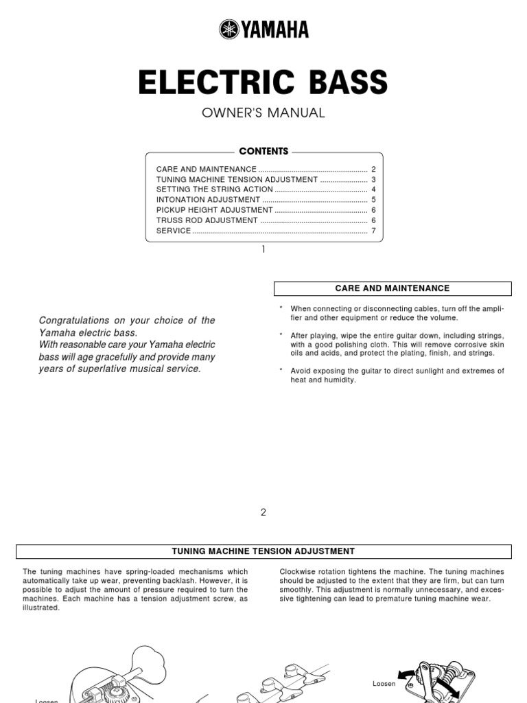BASS SETUP Yamaha Bass Manual PDF Guitars Bass Guitar