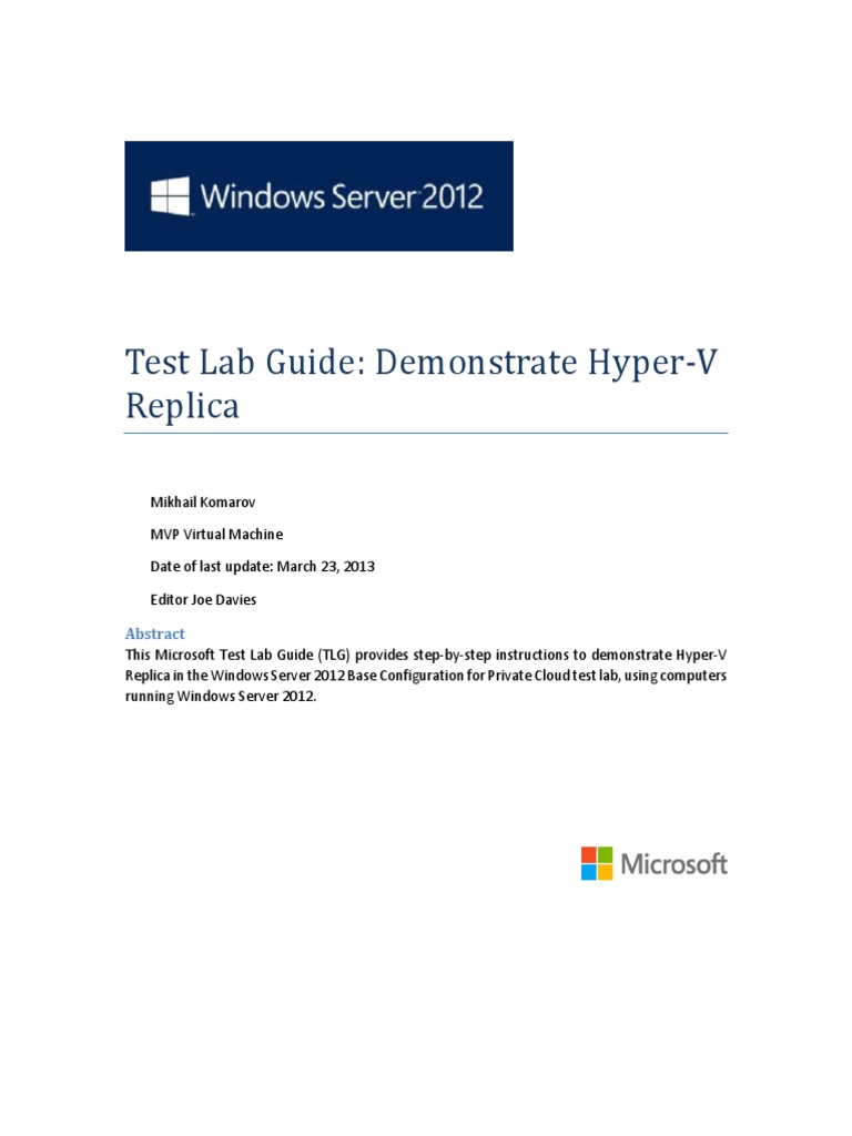Test Lab Guide: Demonstrate Hyper-V Replica | PDF | Hyper V ...