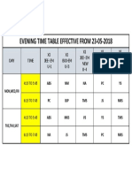 23 MAY Time Table Light House EVENING