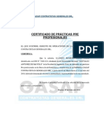 Certificado de Prácticas Pre Profesionales: Gasap Contratistas Generales SRL