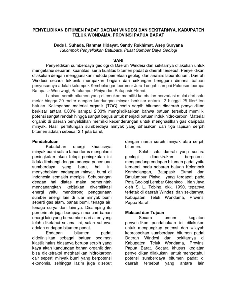 Potensi Bitumen Padat Windesi, Papua | PDF