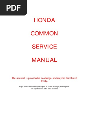 Honda Common Service Manual PDF | PDF