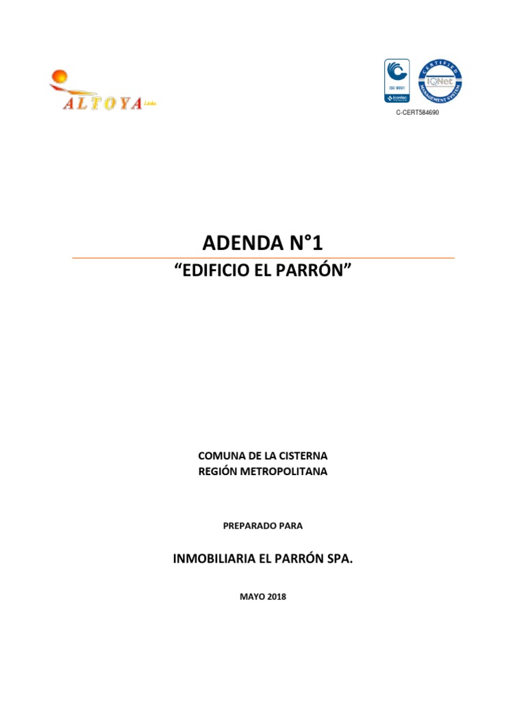 Adenda N°1: Edificio El Parrón | PDF | Residuos | Santiago