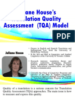 Juliane House's Translation Quality Assessment (TQA) Model