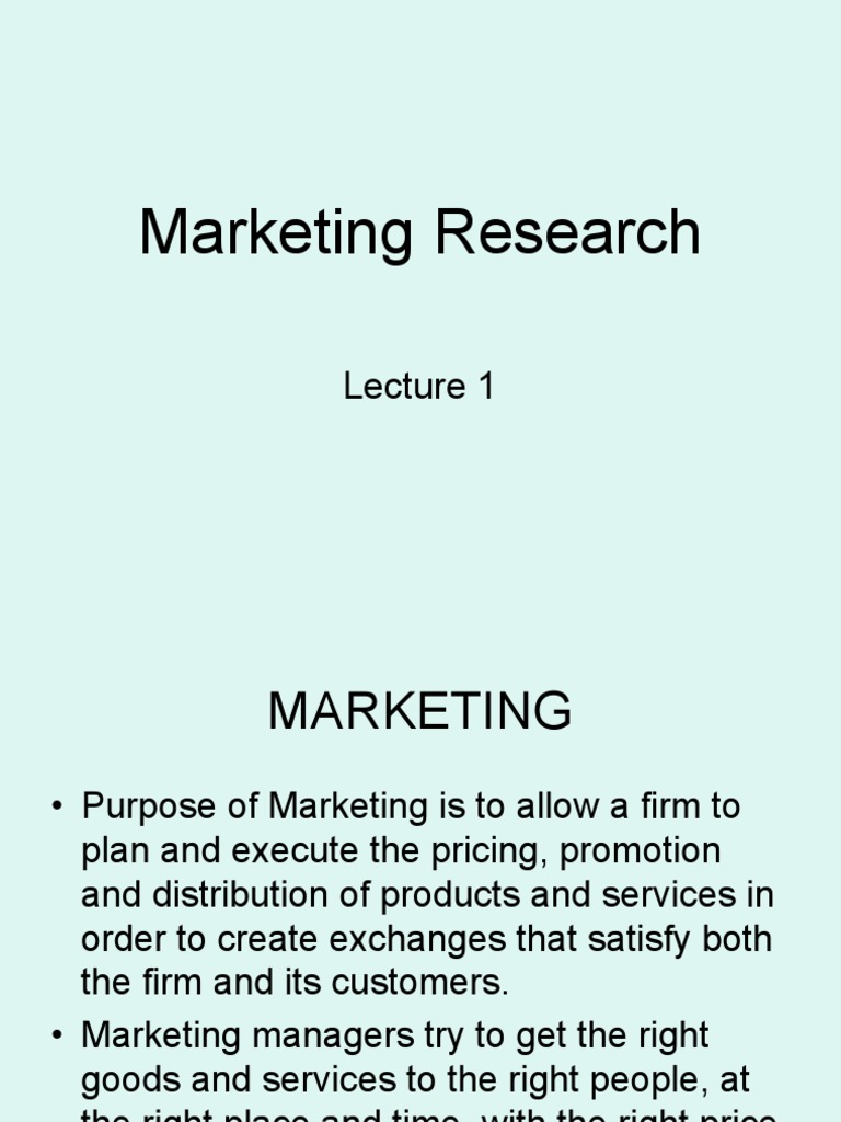 Lecture 1 | PDF | Marketing | Marketing Research