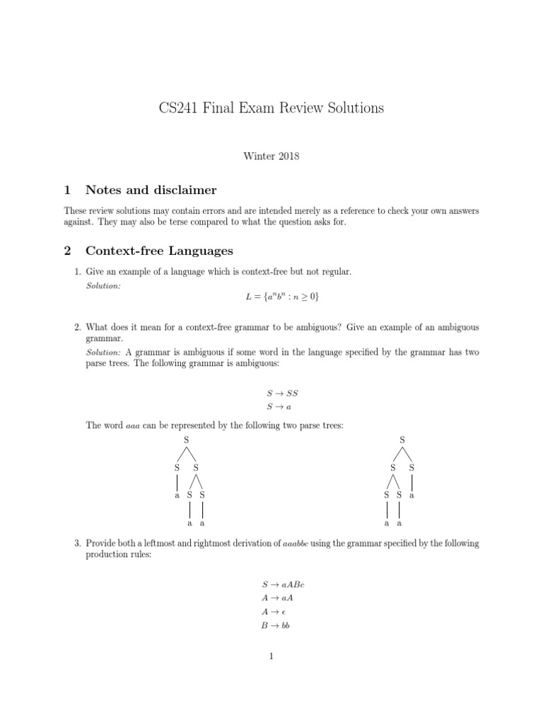 CS241 Final Exam Review Solutions | PDF | Pointer (Computer Programming ...