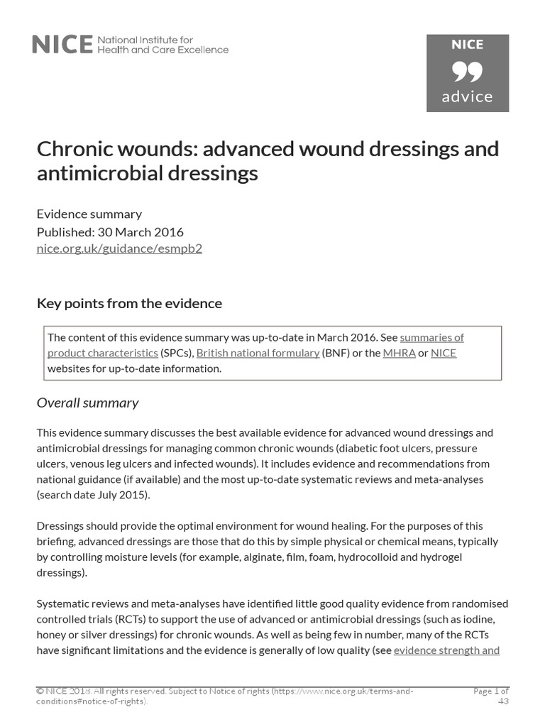 Chronic Wounds Advanced Wound Dressings and Antimicrobial Dressings PDF ...