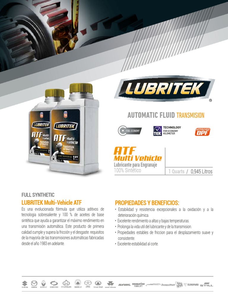 Multi Vehicle ATF 1 | PDF | Lubricante | Industria del vehículo