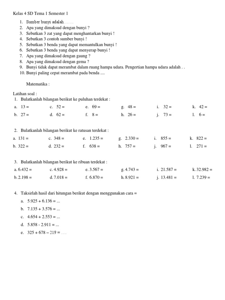 Kelas 4 Sd Tema 1 Semester 1 Pdf