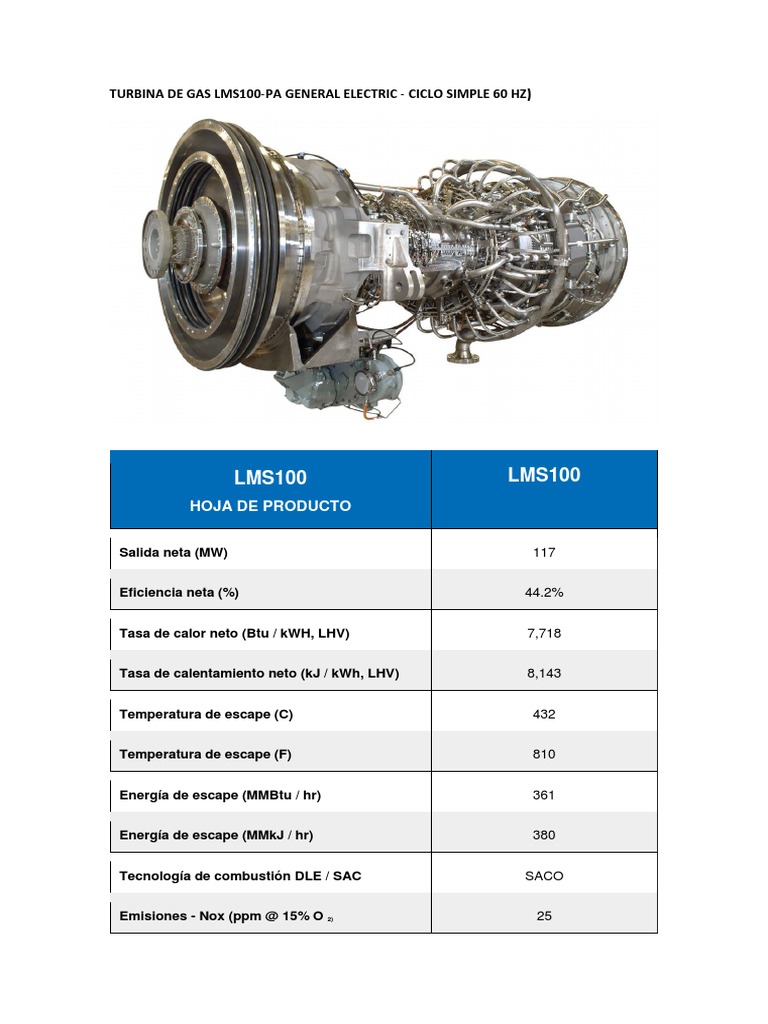 Turbina de Gas LMS100 de GE | PDF