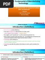Chapter 1: Introduction of Manufacturing and Technology: - Definition - Plant and Shop Layout - Industrial Safety