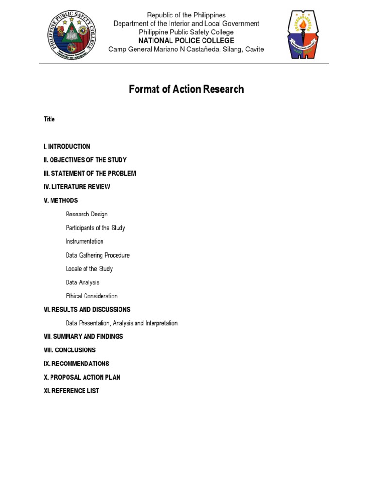 format of action research report