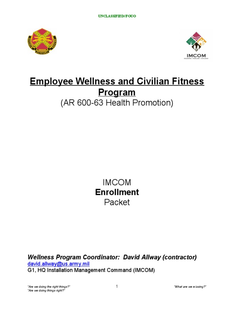 IMCOM Civilian Wellness Program Packet | PDF | Physical Fitness | Indemnity