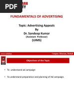 Fundamentals of Advertising: Topic: Advertising Appeals by Dr. Sandeep Kumar (UIMS)