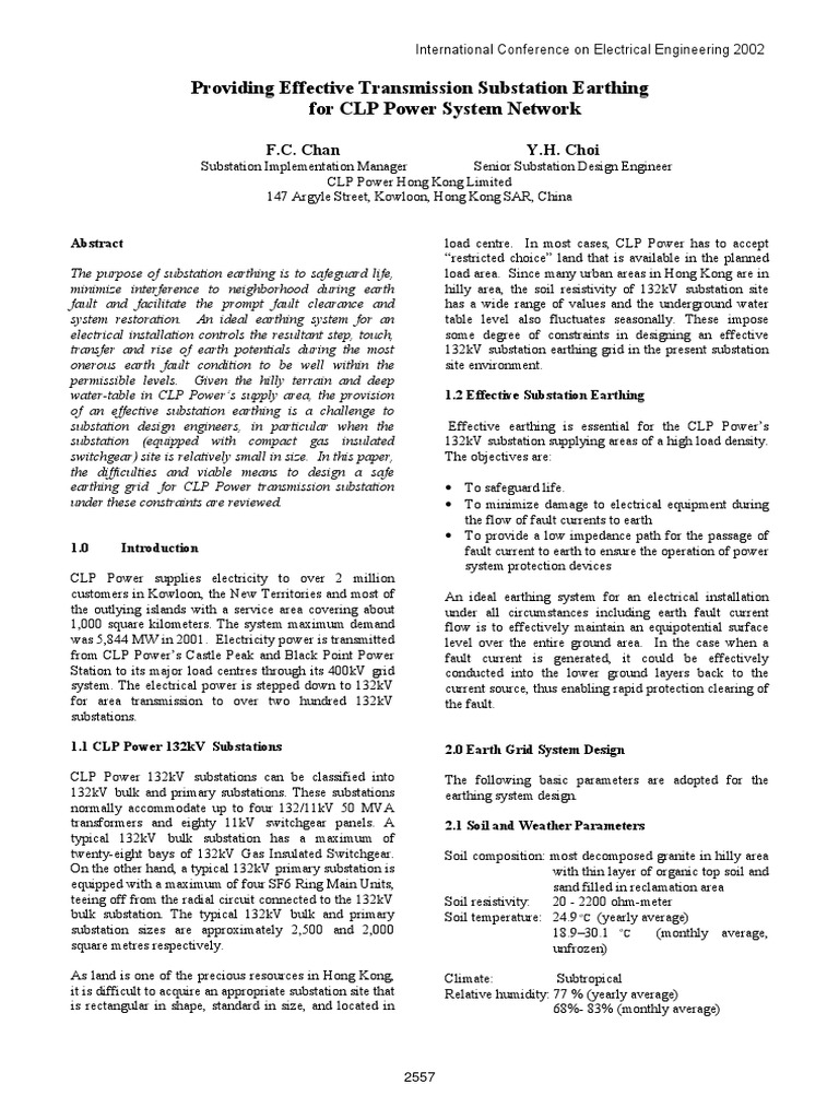 CLP 132kV Substation Earthing Design | PDF | Electrical Substation ...